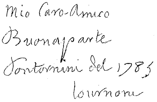 Figure 3. Détail du portrait de Buonaparte. La dédicace signée Pontornini.